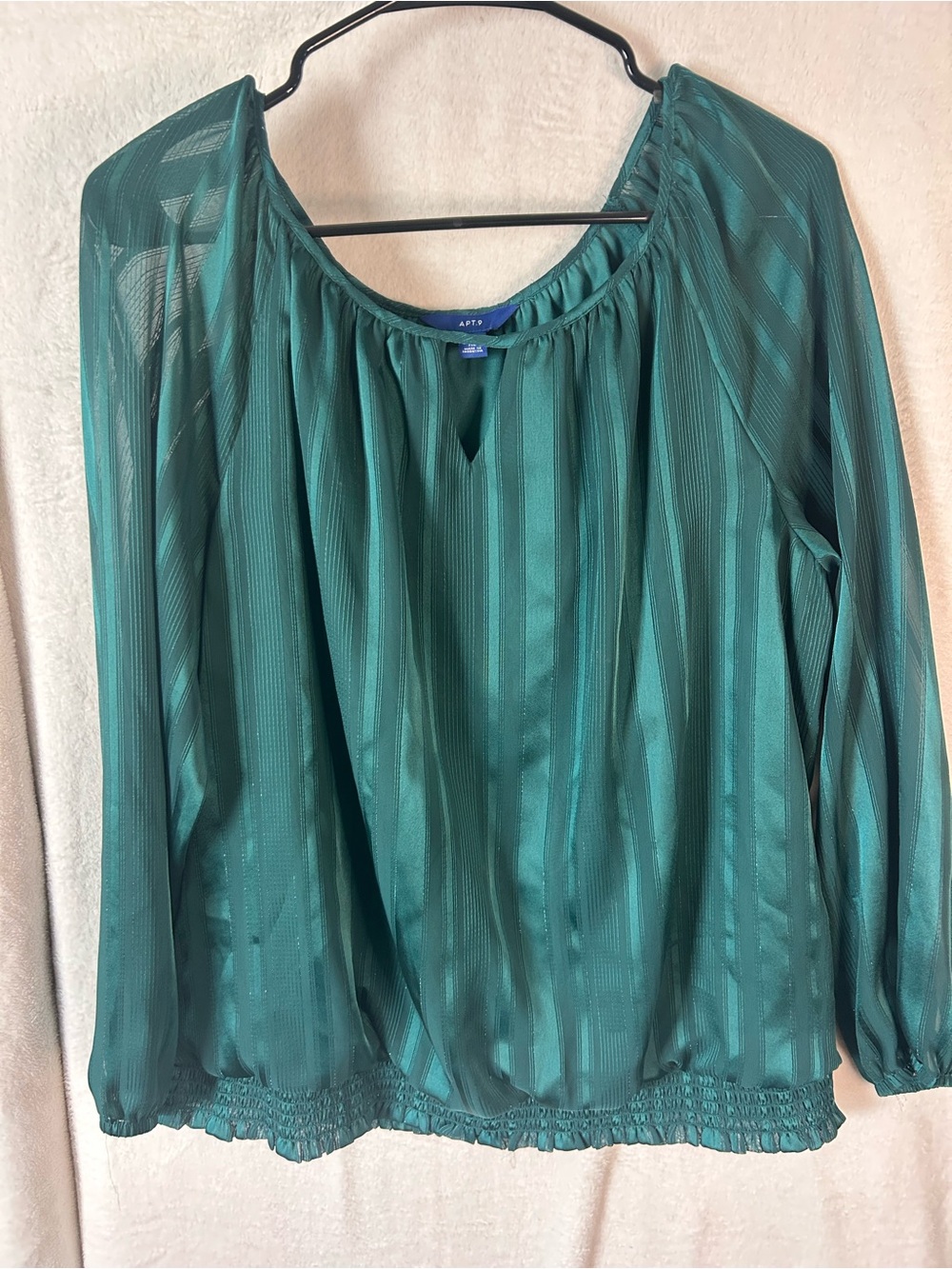 Apt. 9 Green Long-Sleeve Peasant Blouse